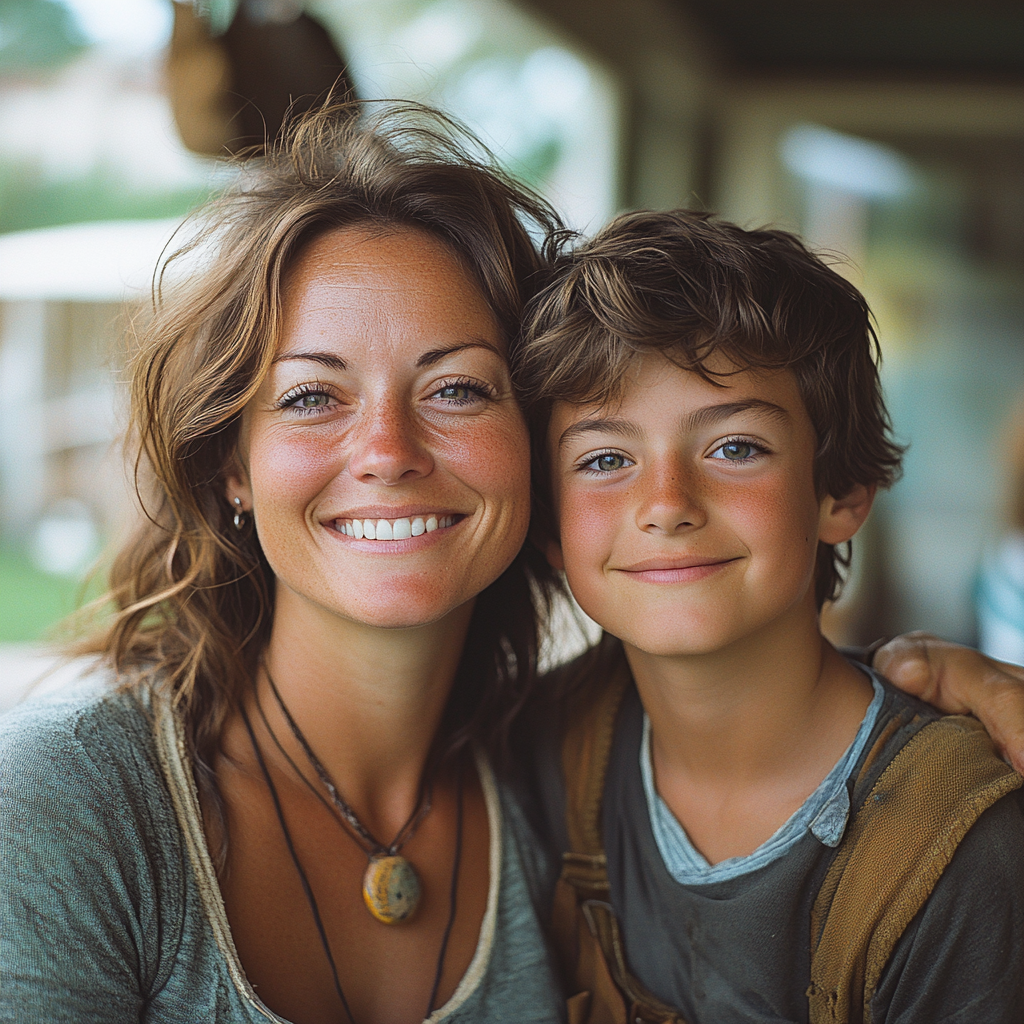 Une femme heureuse avec un petit garçon | Source : Midjourney