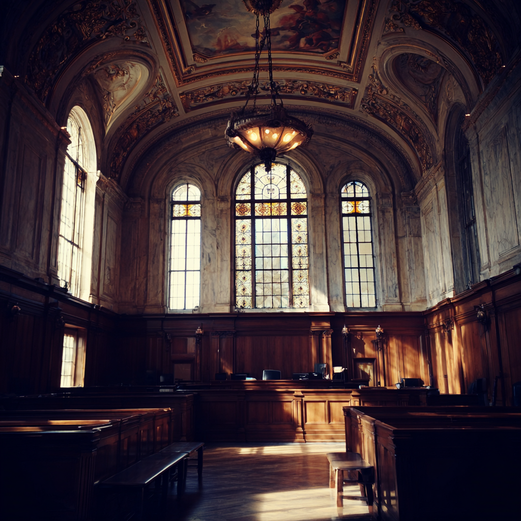 L'intérieur d'une salle d'audience | Source : Midjourney