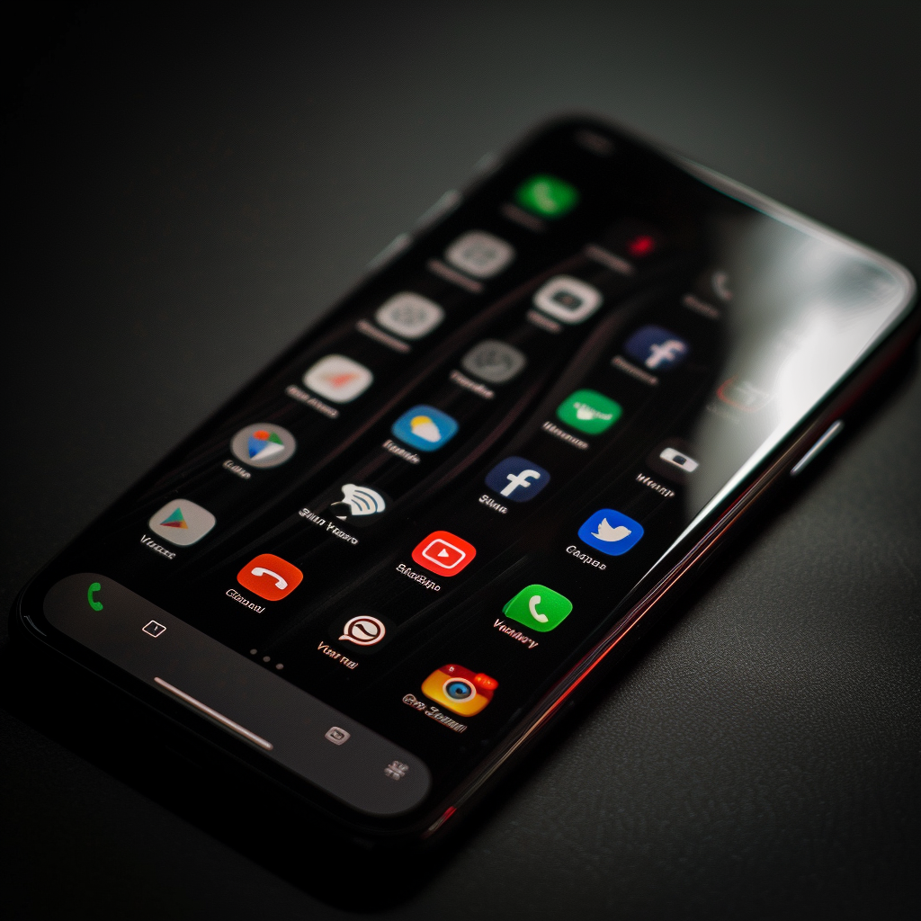 Smartphone sur une surface noire | Source : Midjourney