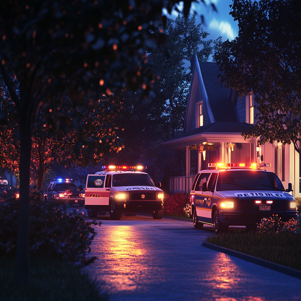 Des voitures de police arrivent | Source : Midjourney