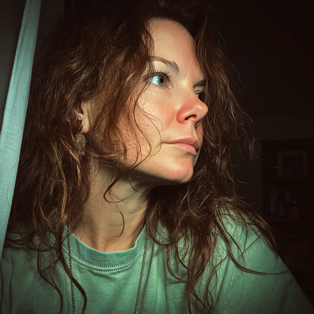 Une femme pensive debout dans un salon | Source : Midjourney