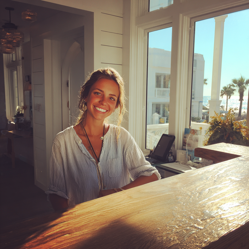 Une réceptionniste souriante | Source : Midjourney