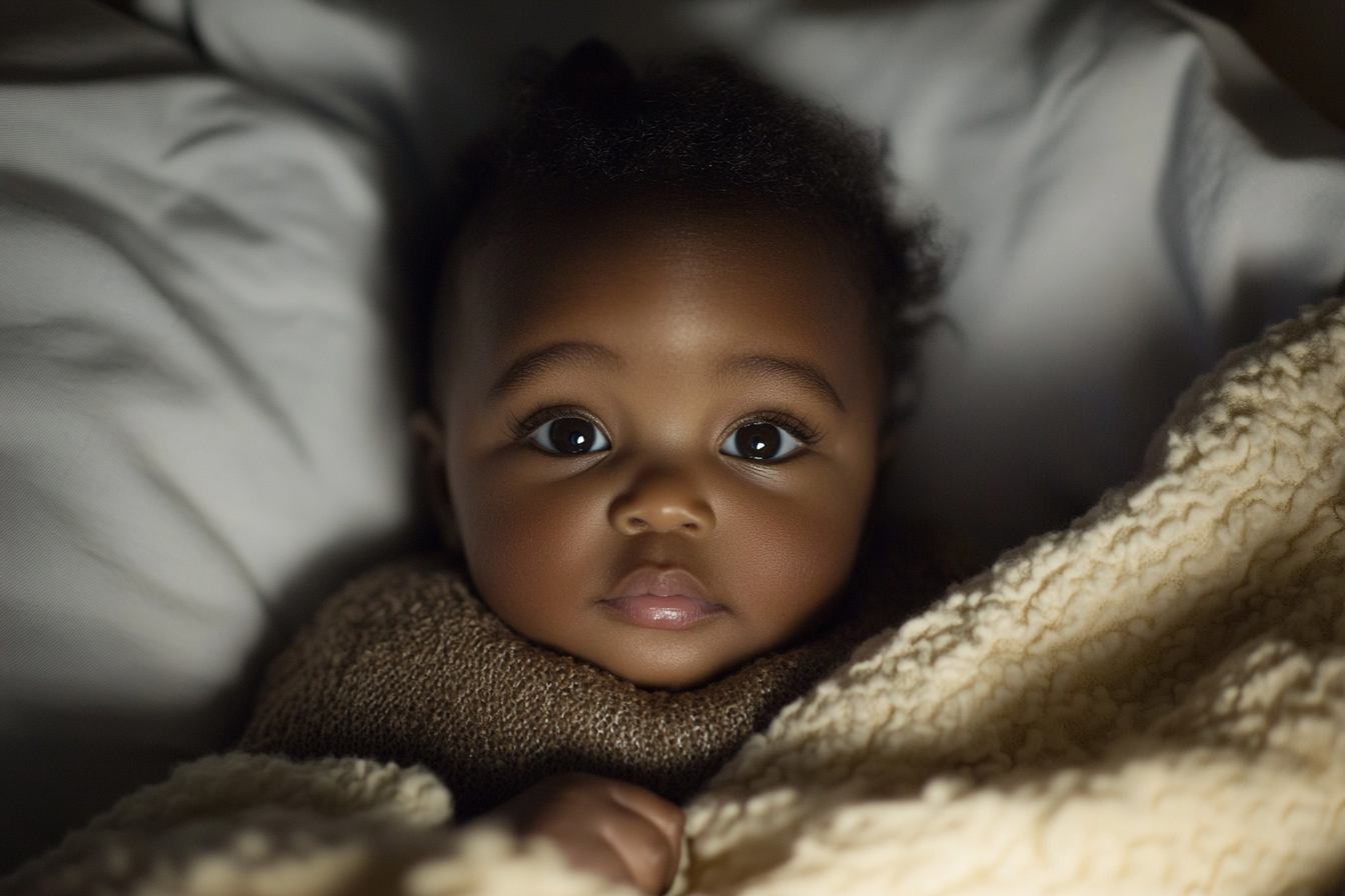 Un bébé mignon avec ses yeux grands ouverts | Source : Midjourney