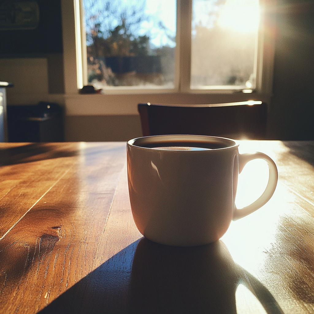 Une tasse de café sur une table | Source : Midjourney
