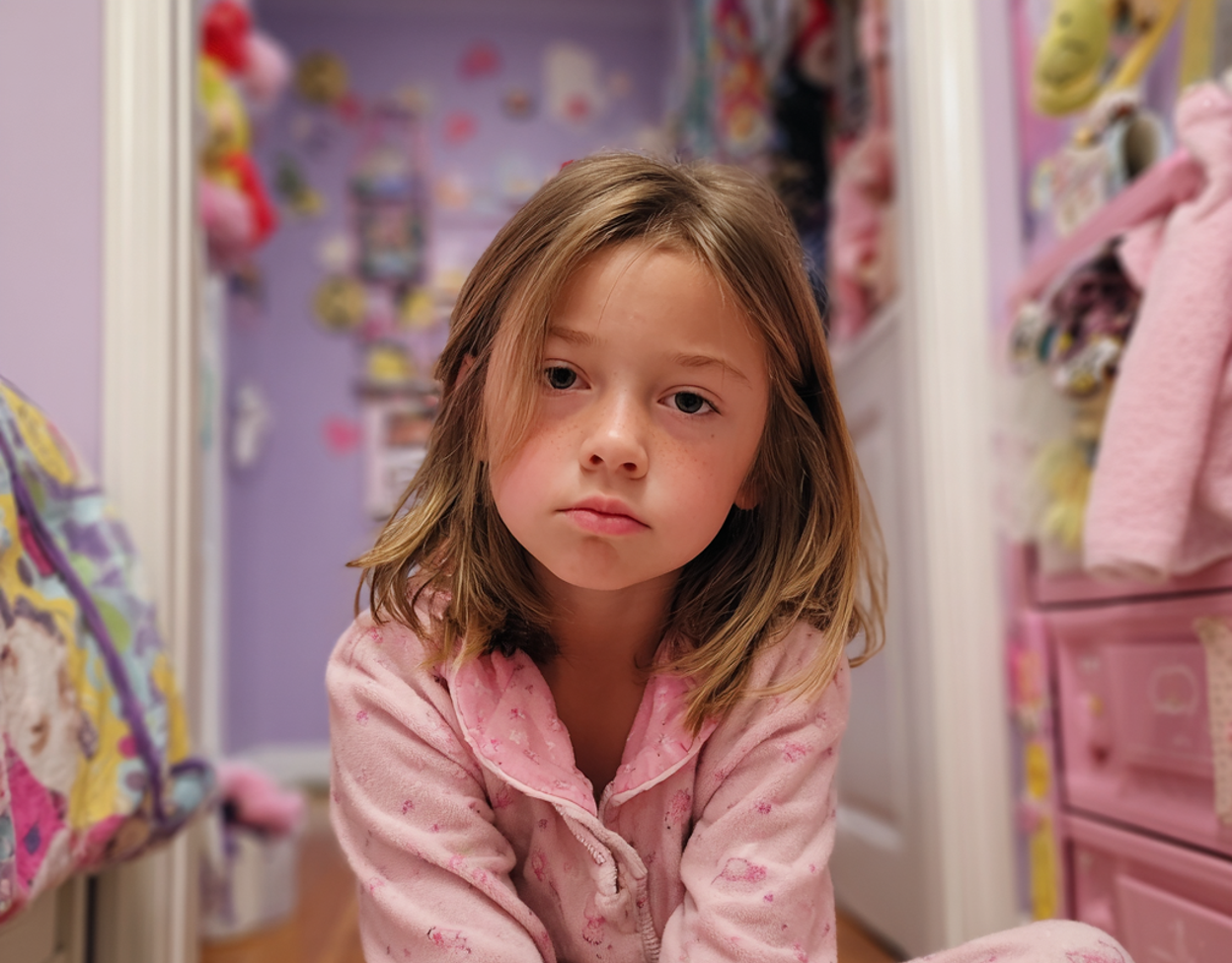 Gros plan sur une petite fille pensive | Source : Midjourney