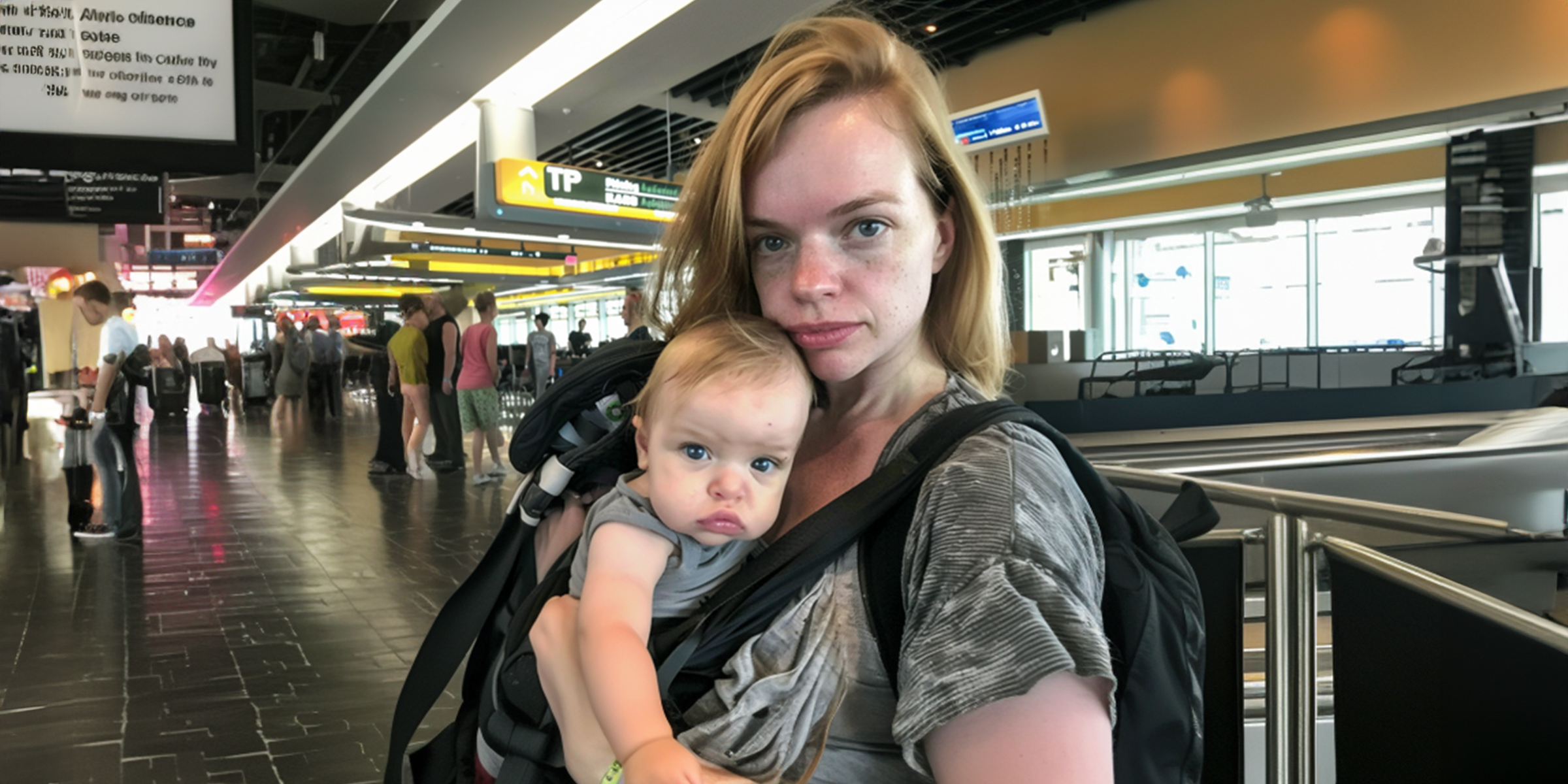 Une femme avec un bébé à l'aéroport | Source : Amomama