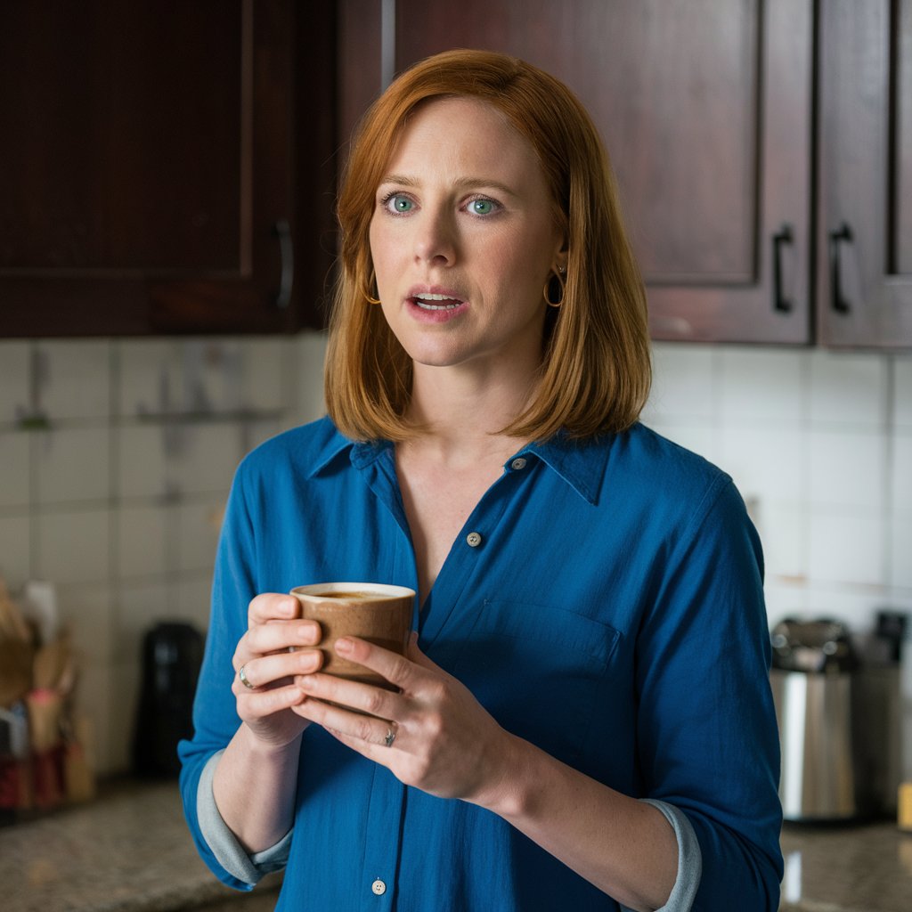 Une femme tenant une tasse de café et posant une question | Source : Midjourney