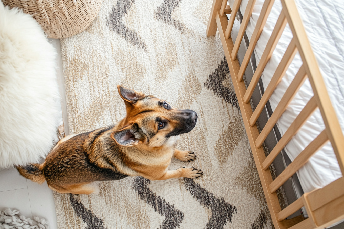 Un chien qui regarde fixement un berceau | Source : Midjourney