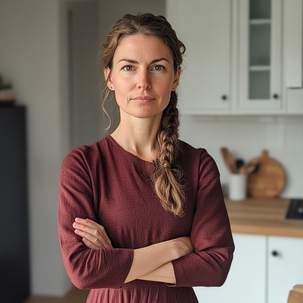 Une femme debout, les bras croisés | Source : Midjourney