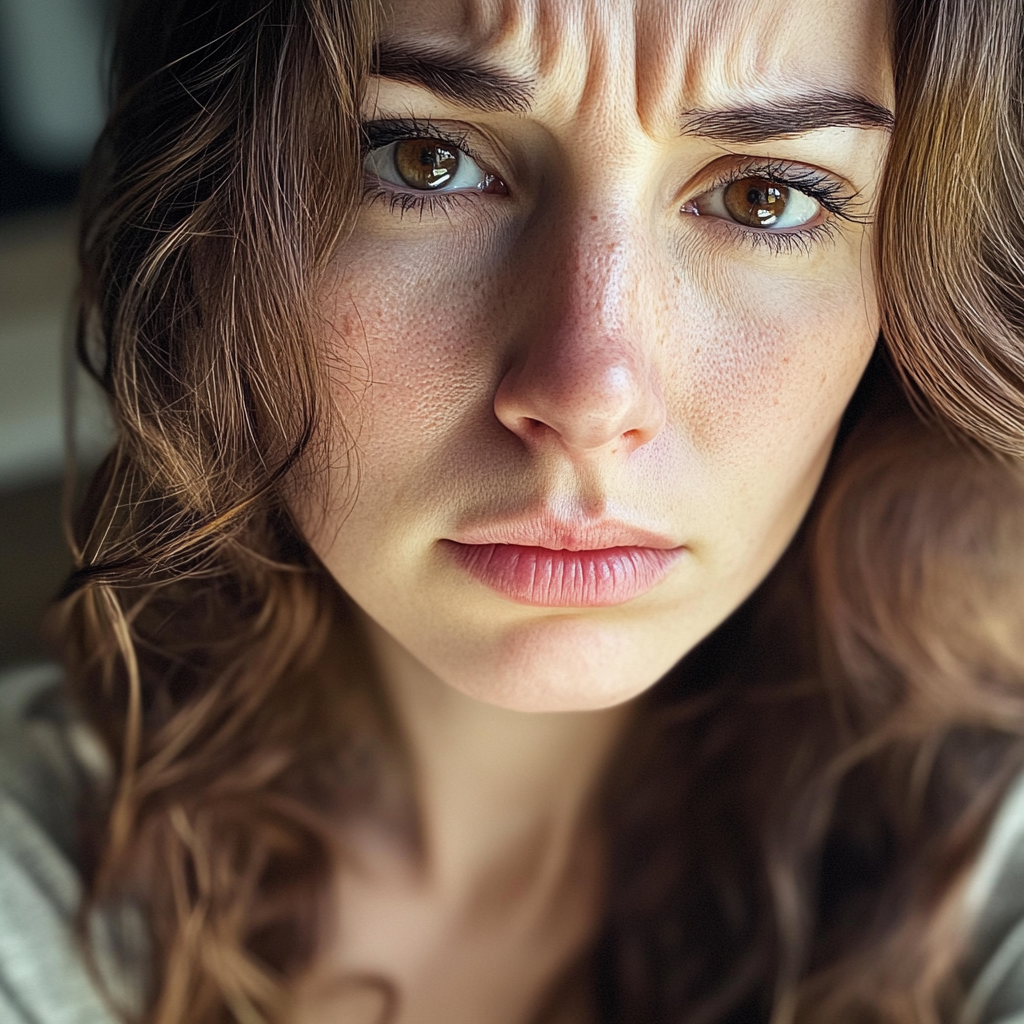 Close-up of an upset woman | Source: Midjourney