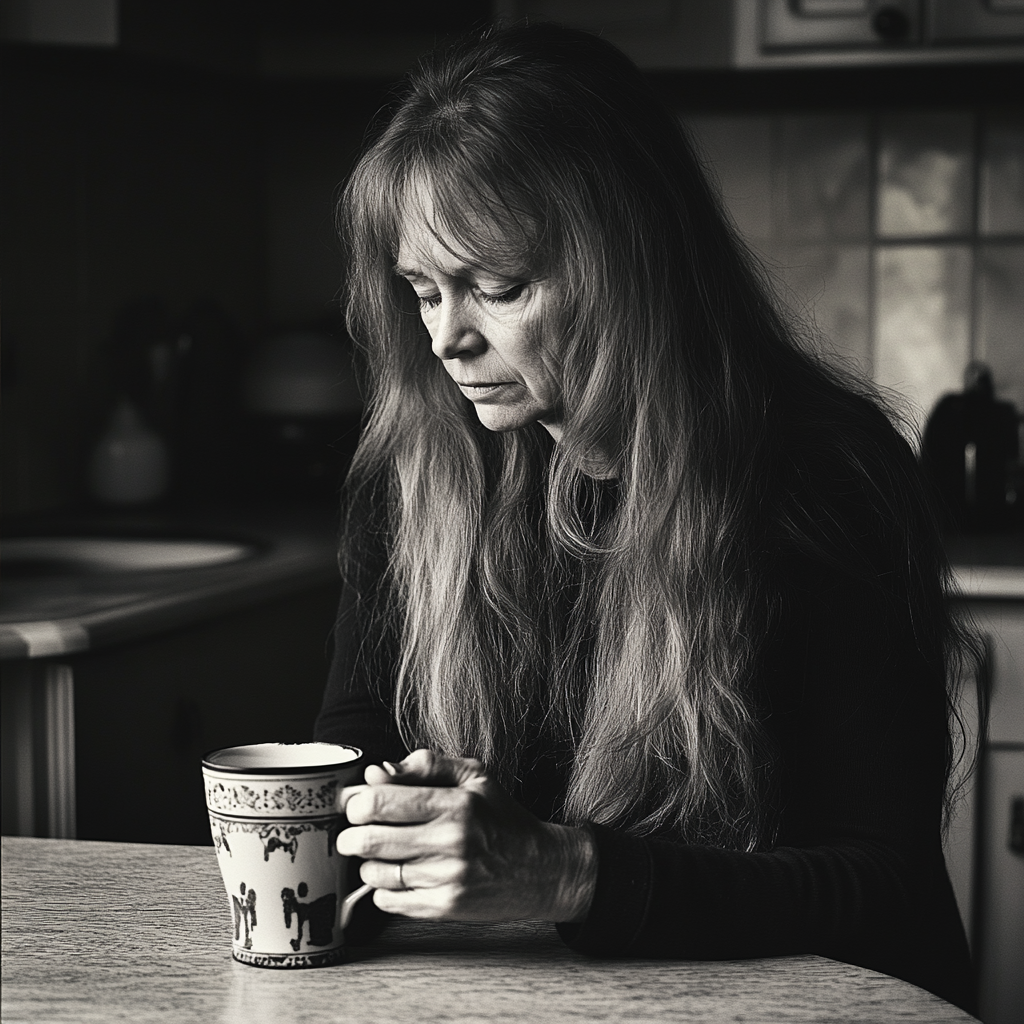 Une femme assise à une table | Source : Midjourney