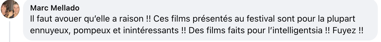 Commentaire d'internaute sur les propos de Thierry Frémaux | Source : capture facebook.com/closerfrance