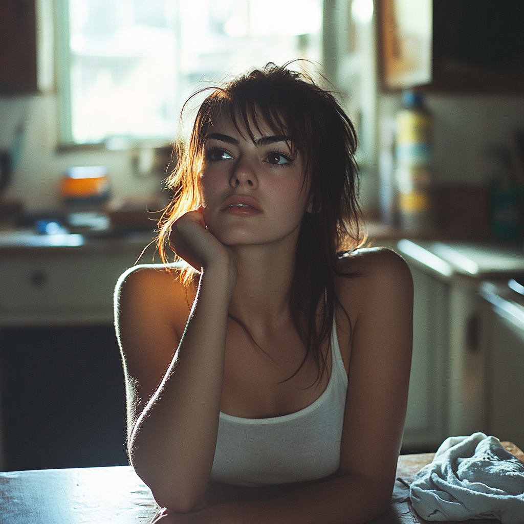 Une femme plongée dans ses pensées | Source : Midjourney