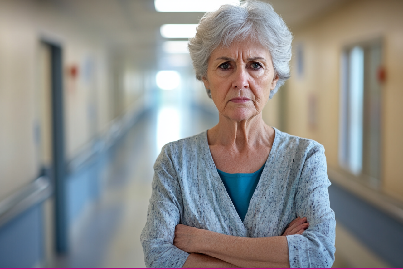 Une femme dans un couloir d'hôpital | Source : Midjourney