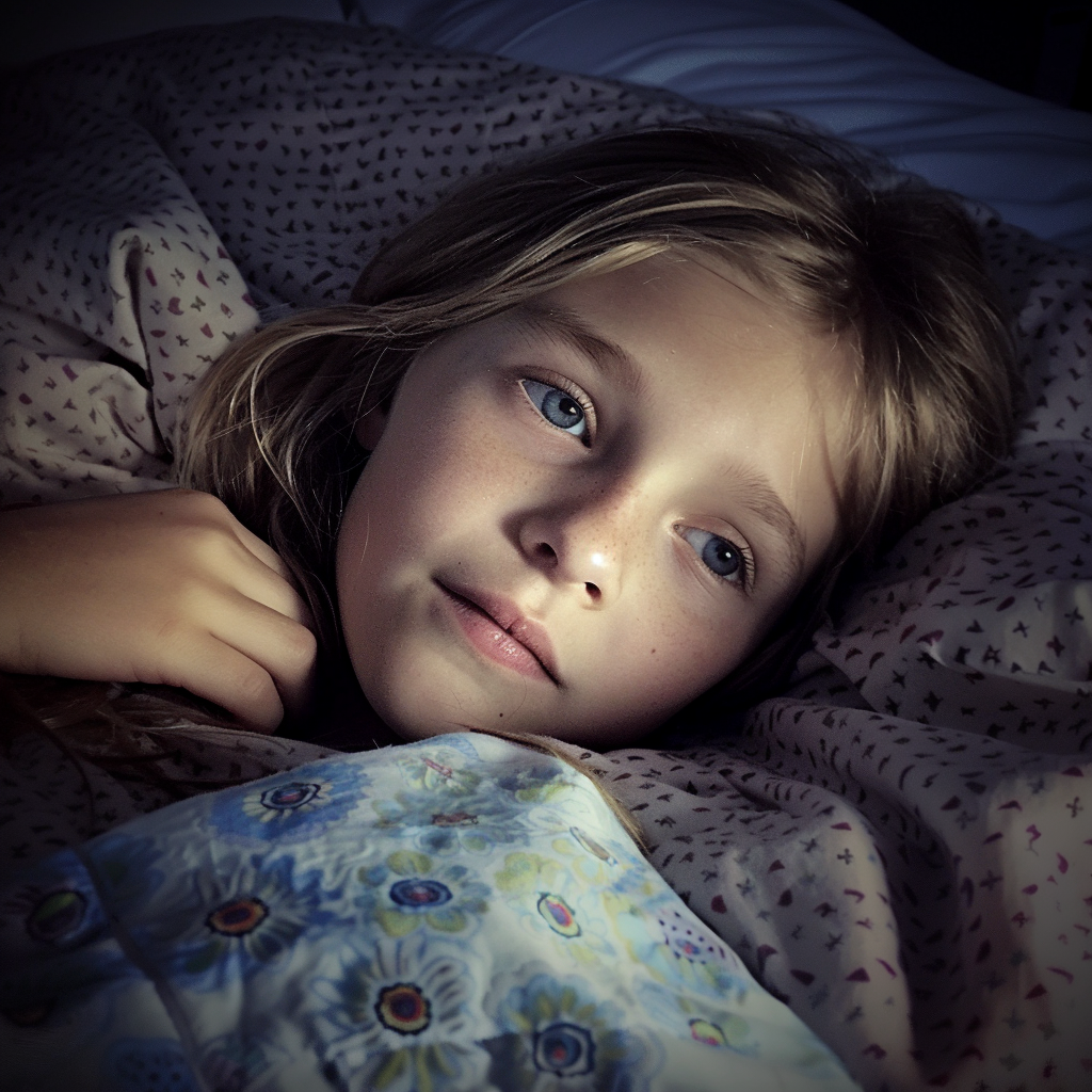 Une petite fille bordée dans son lit | Source : Midjourney