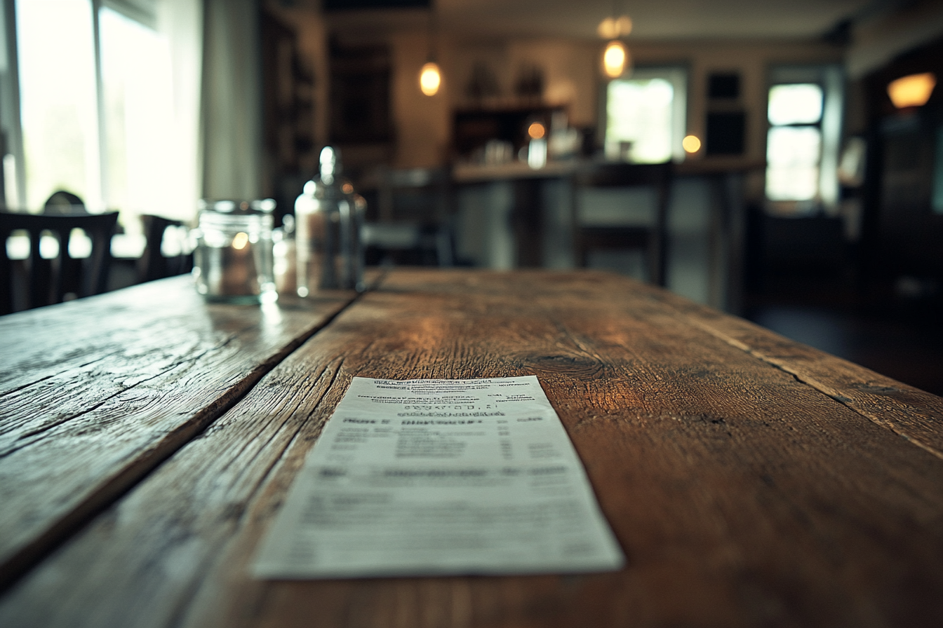 Une facture de restaurant | Source : Midjourney