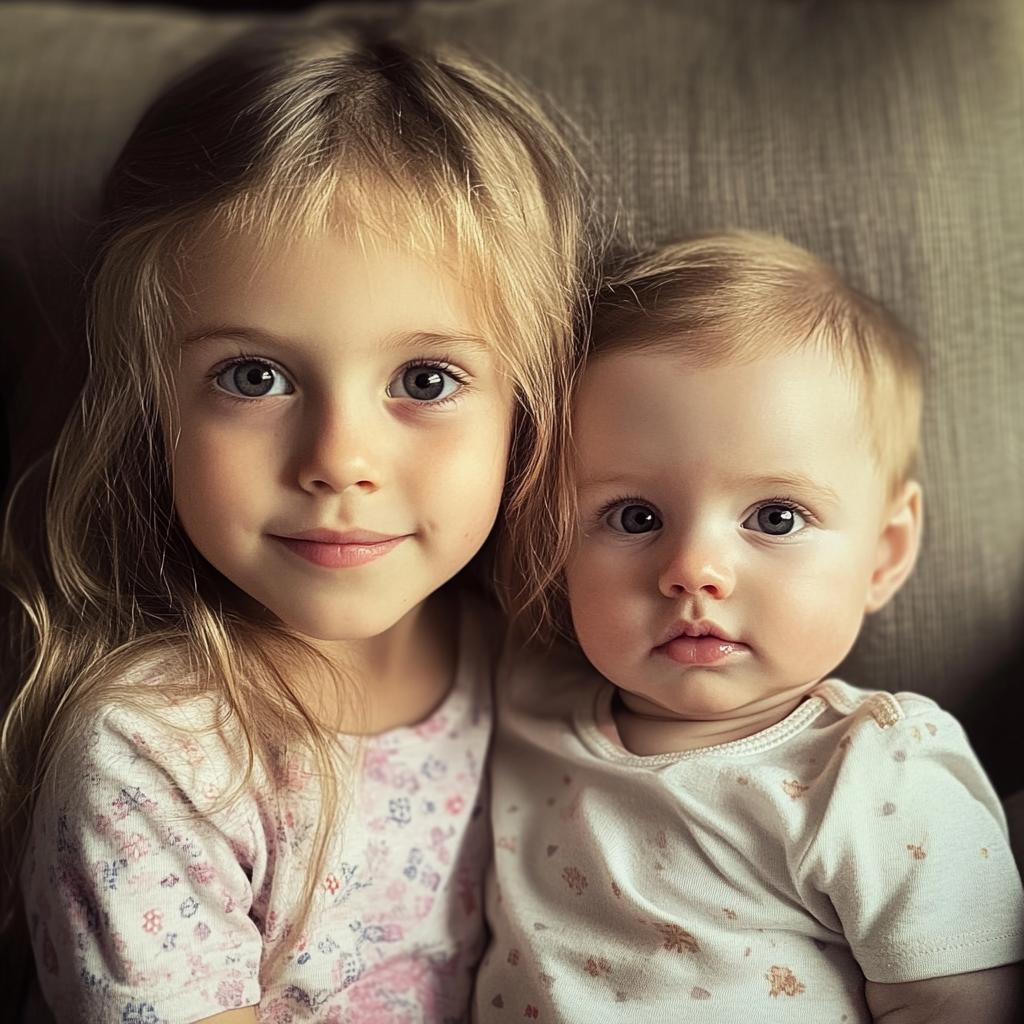 Une petite fille et un bébé | Source : Midjourney