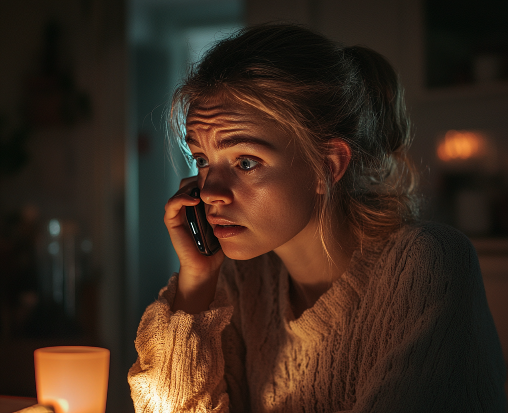 Une femme déçue qui passe un coup de téléphone | Source : Midjourney