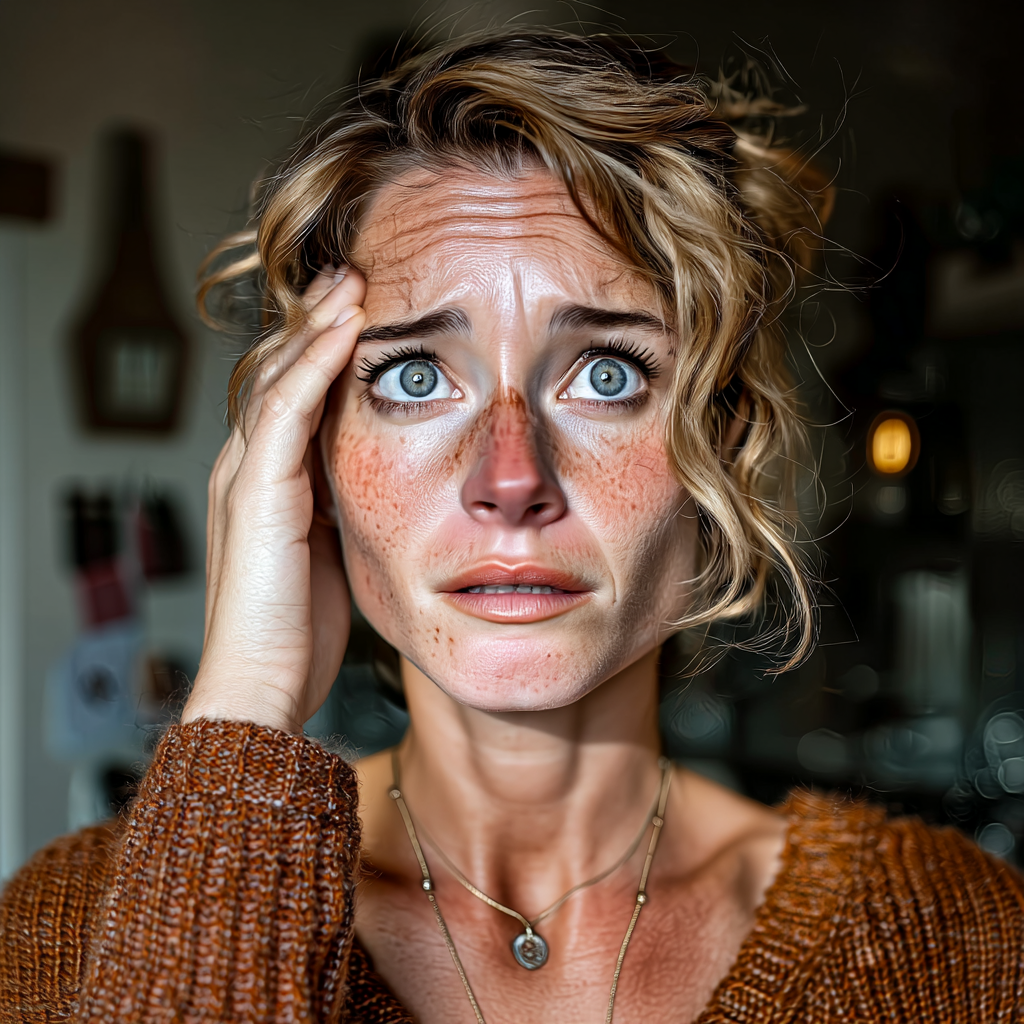 Une femme en détresse fronce les sourcils | Source : Midjourney