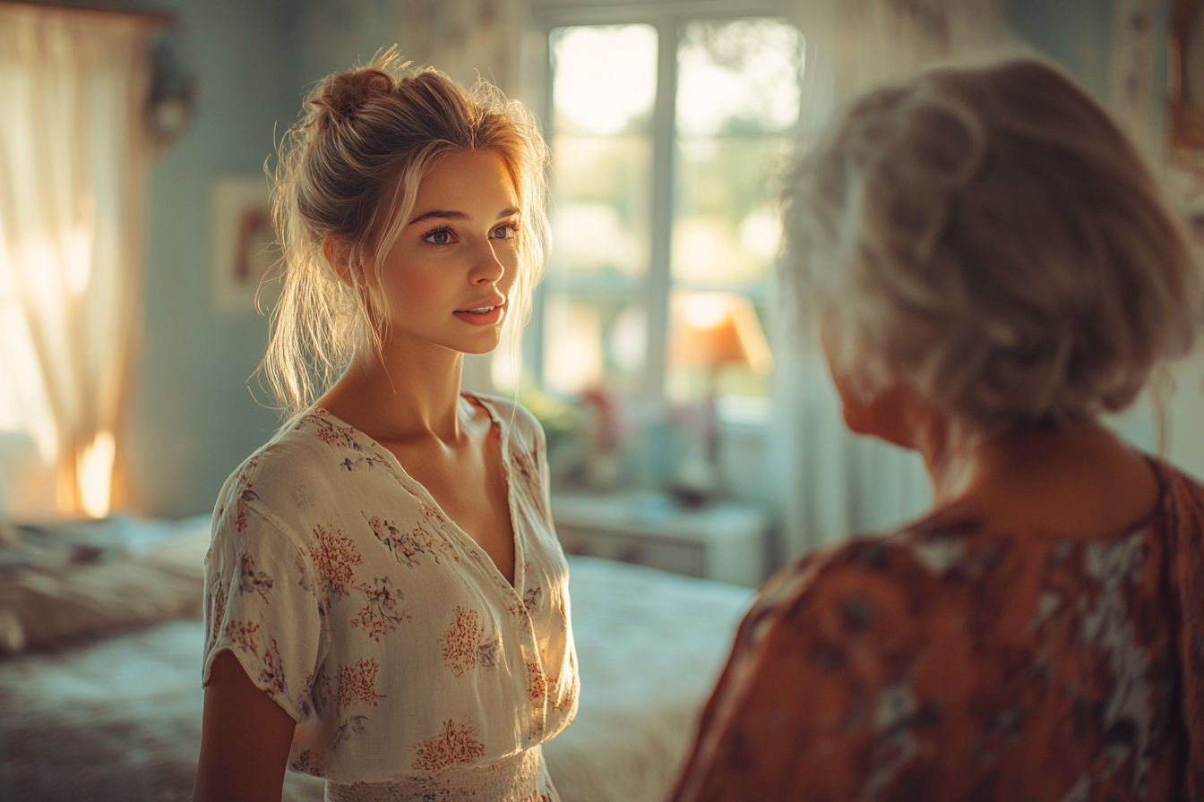 Woman talking to her mother-in-law | Source: Midjourney