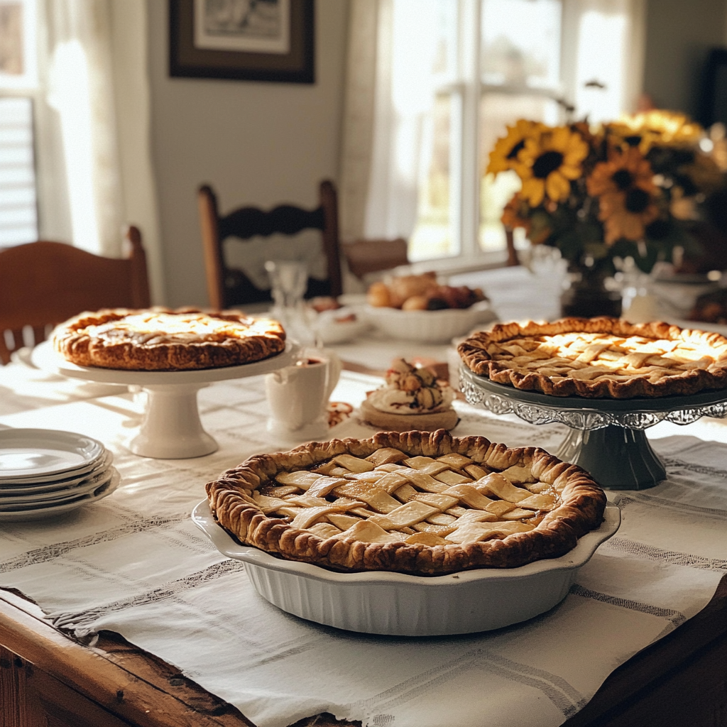 Des tartes sur une table | Source : Midjourney