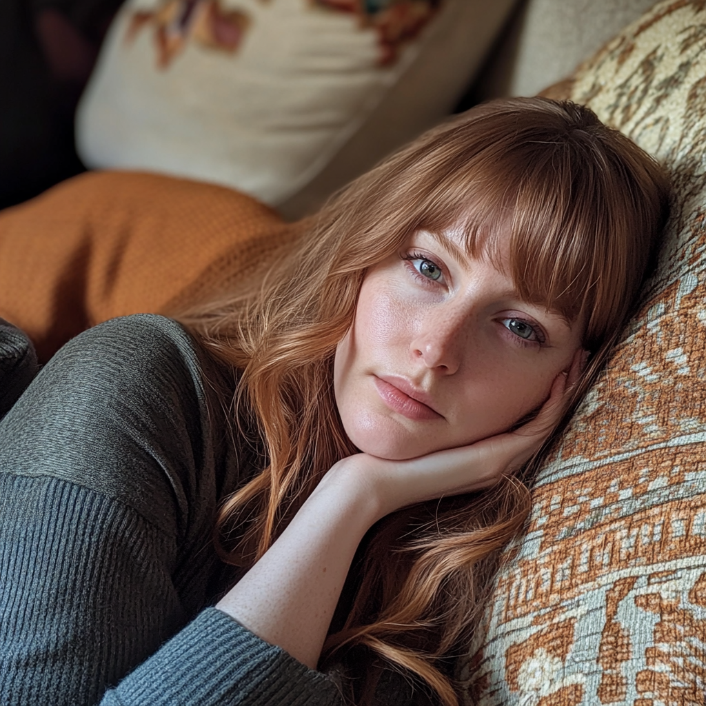 Une femme adossée à un oreiller | Source : Midjourney