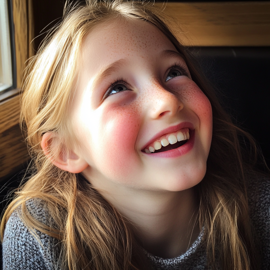 Une petite fille heureuse | Source : Midjourney