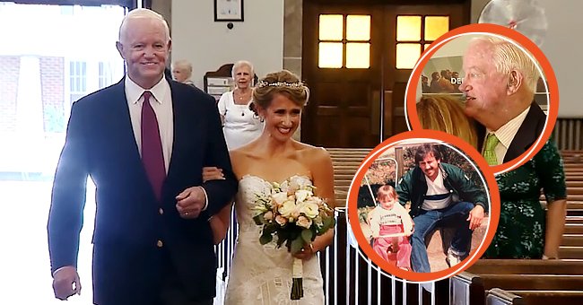 Une photo de Jeni Stepien descendant l'allée avec Arthur Thomas (à gauche), avec son père Michael pendant son enfance (en médaillon), et un gros plan d'Arthur (en médaillon) | Photo : Twitter.com/STVNews