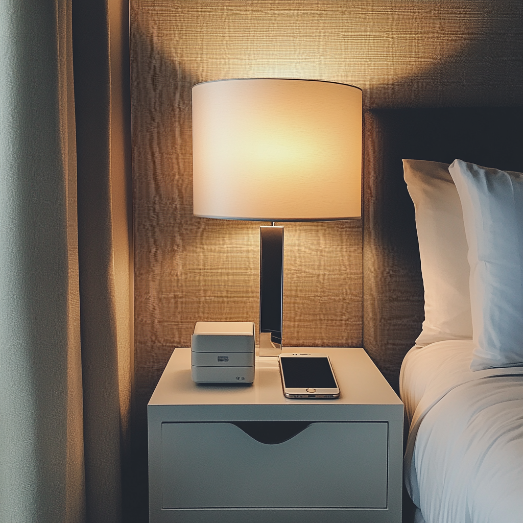 Un téléphone portable sur une table de nuit | Source : Midjourney
