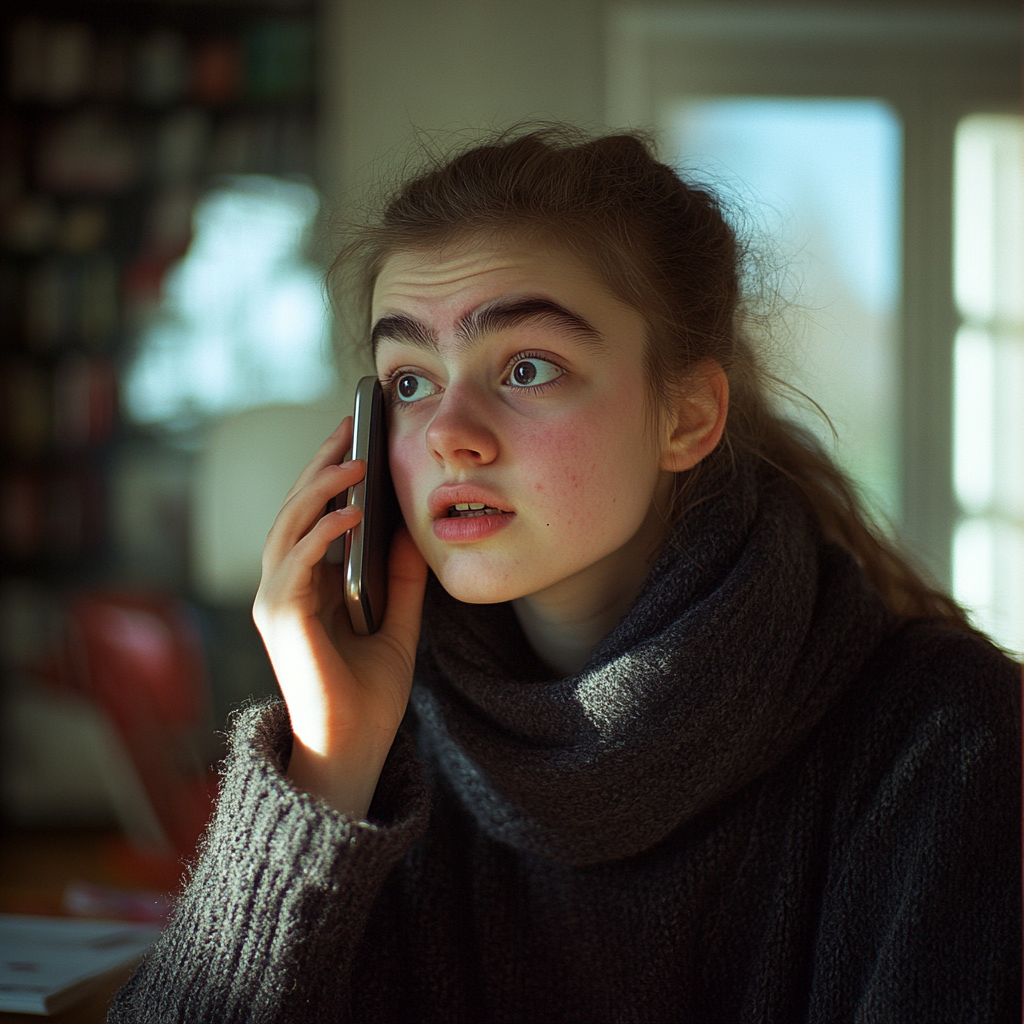 Une femme stressée tenant son téléphone | Source : Midjourney