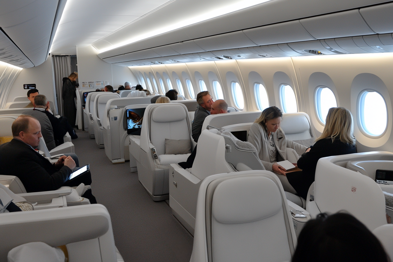 Passagers de première classe dans un avion | Source : Midjourney