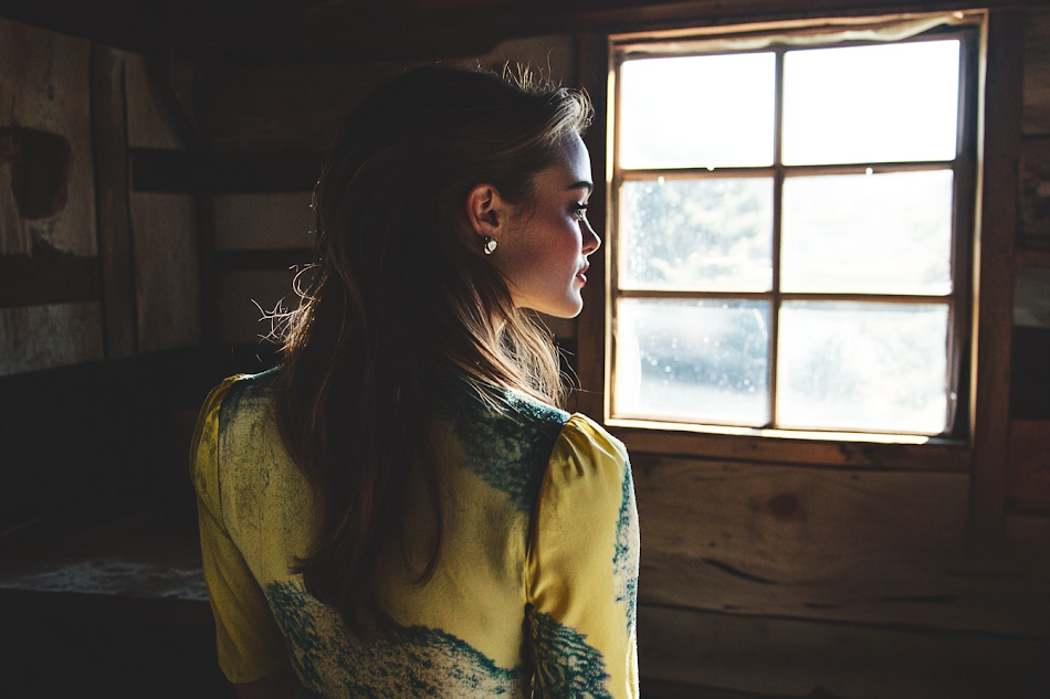 Une femme élégante dans un bâtiment miteux | Source : Midjourney