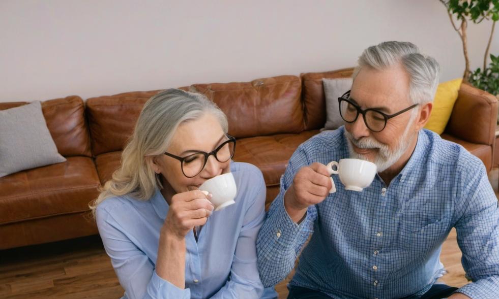 Hans et Greta dégustent un thé dans leur appartement douillet au sol neuf | Source : Midjourney