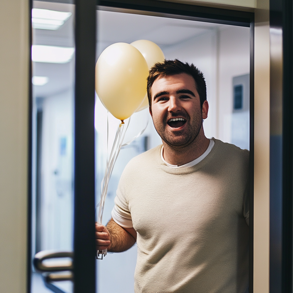 Un homme tenant des ballons | Source : Midjourney