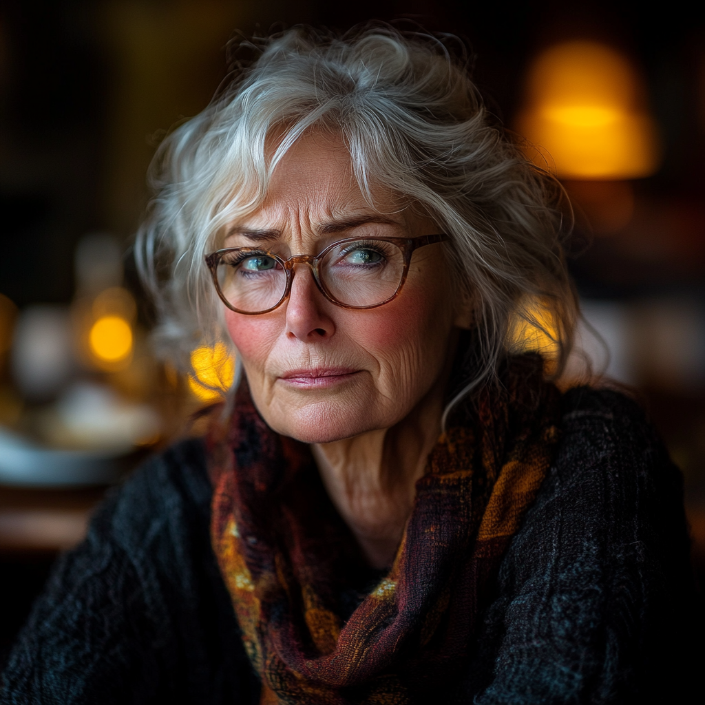 Une femme âgée très émotive au bord des larmes | Source : Midjourney