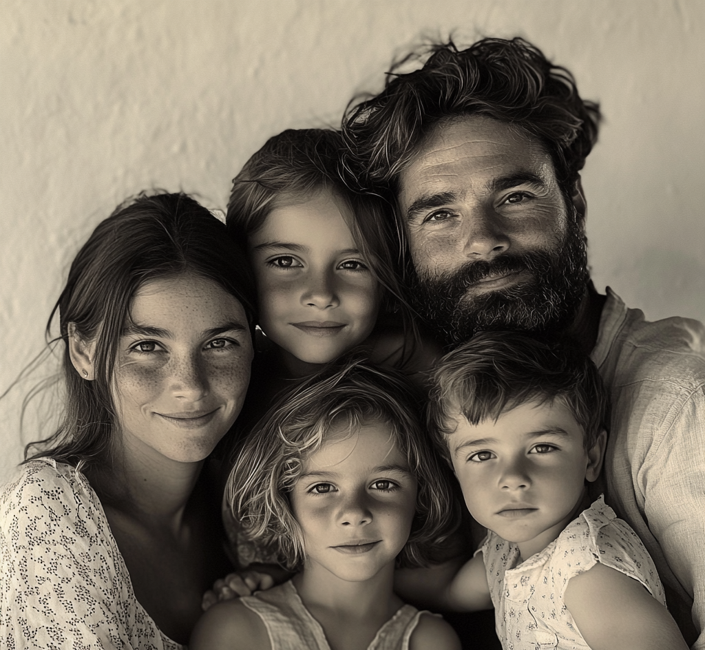 Couple avec leurs trois enfants| Source : Midjourney