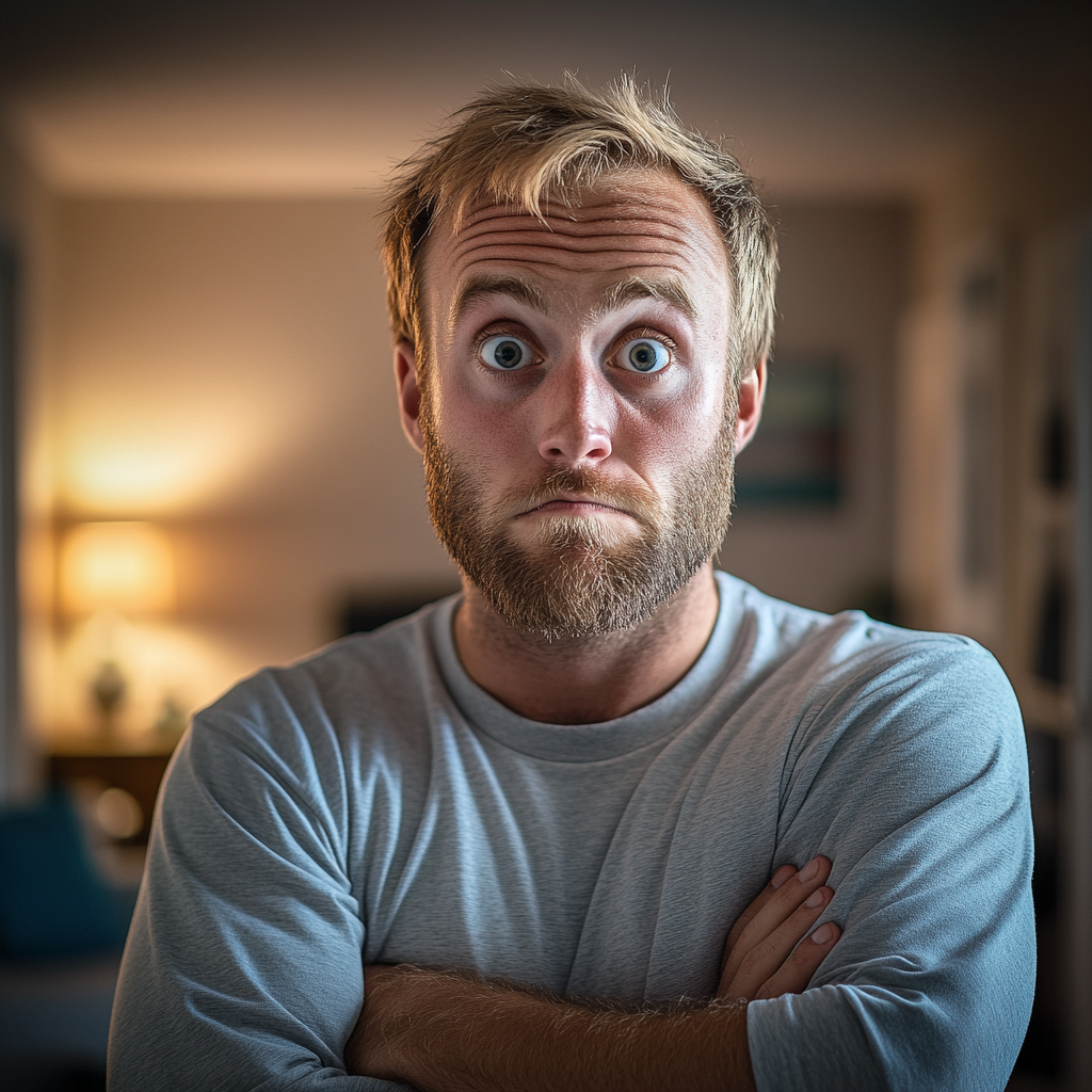 Un homme en colère debout, les bras croisés | Source : Midjourney