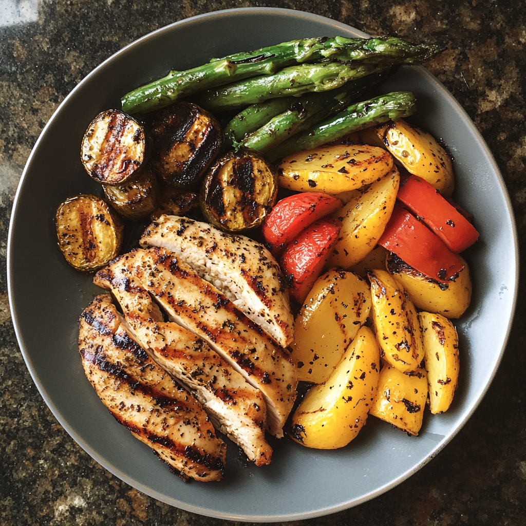 Une assiette de nourriture sur une table | Source : Midjourney