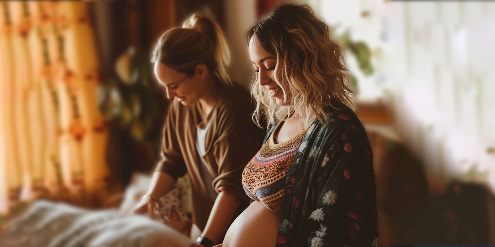 Une femme enceinte et une doula | Source : Midjourney