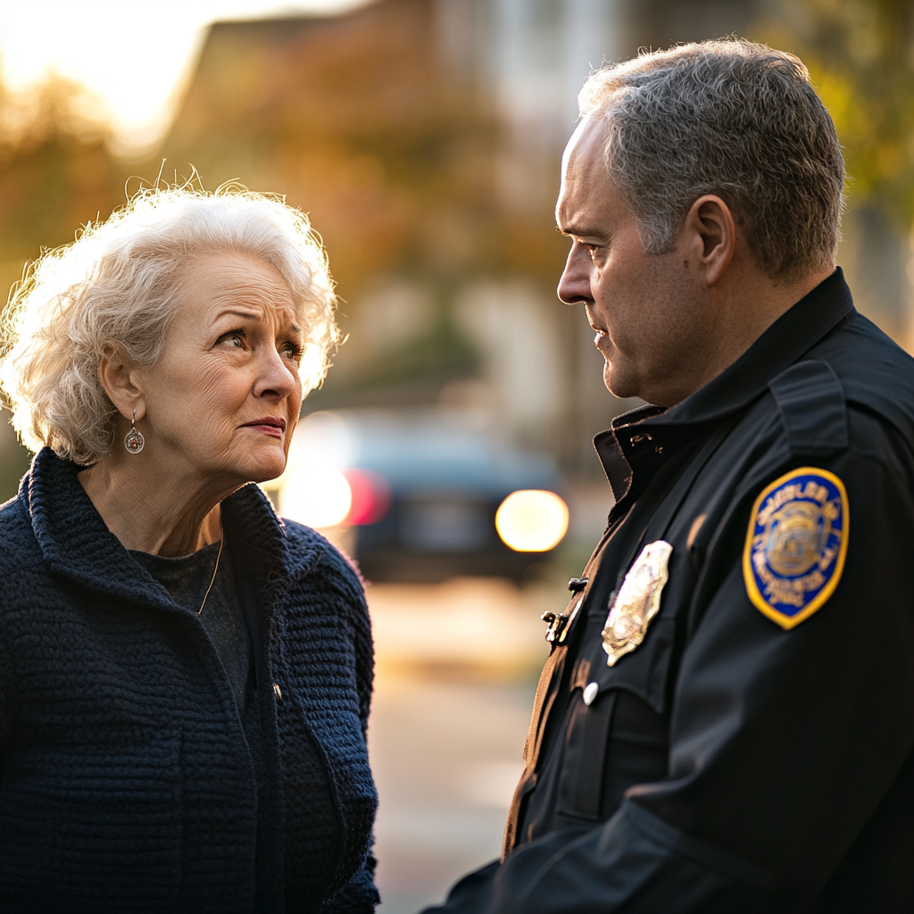 Un officier de police parle à une femme | Source : Midjourney