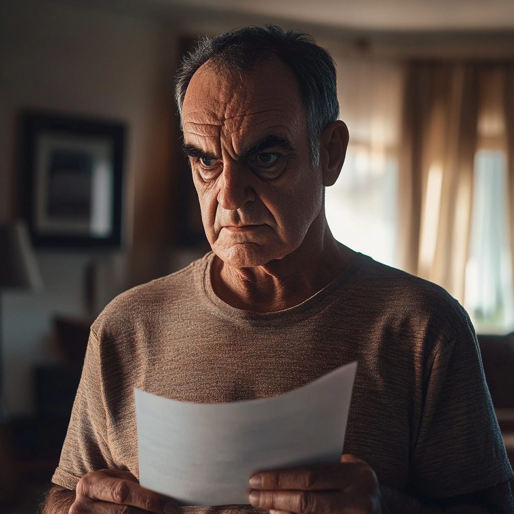 Un homme tenant un papier dans ses mains | Source : Midjourney