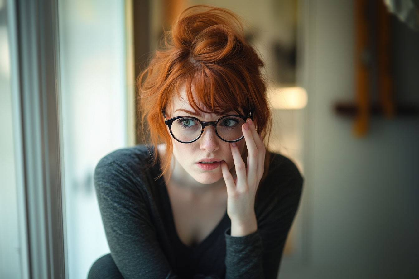 Une femme stressée debout dans une salle de bain | Source : Midjourney