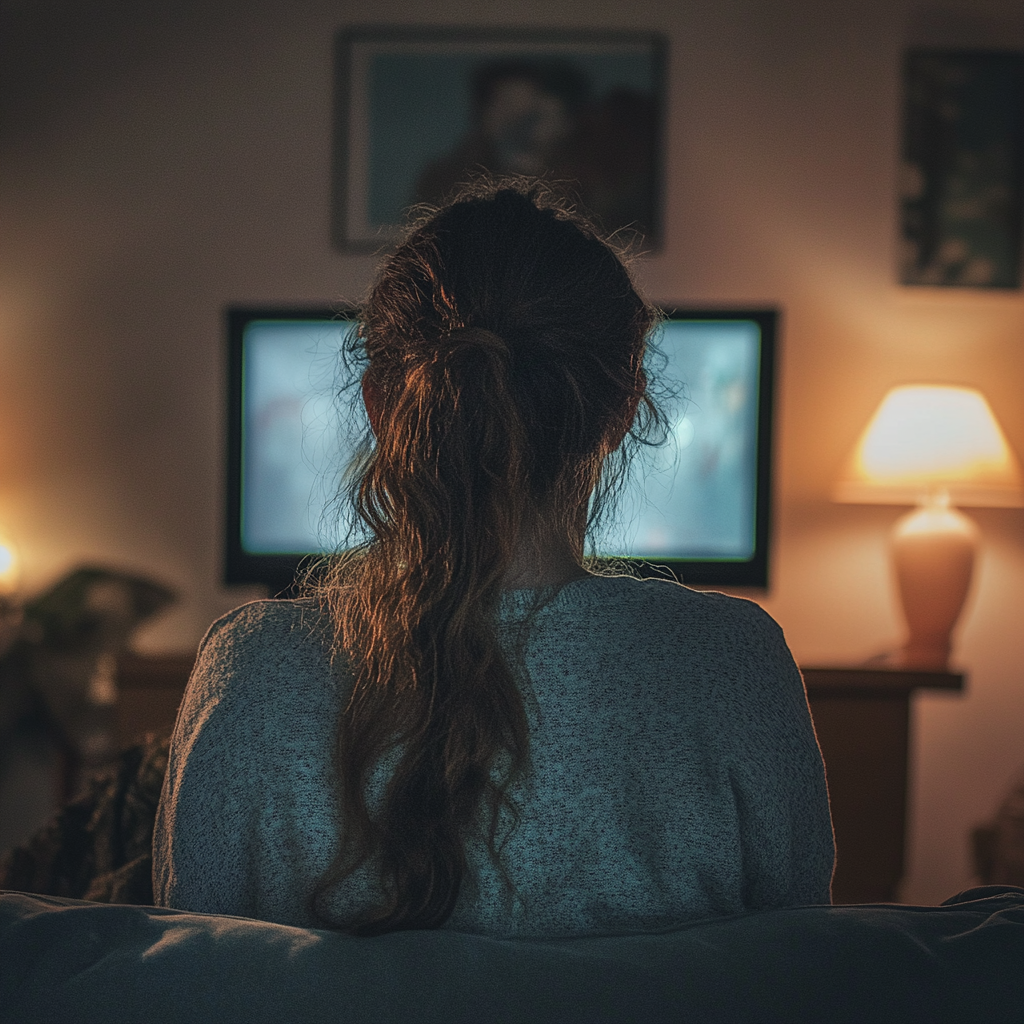 Une femme regardant la télévision | Source : Midjourney