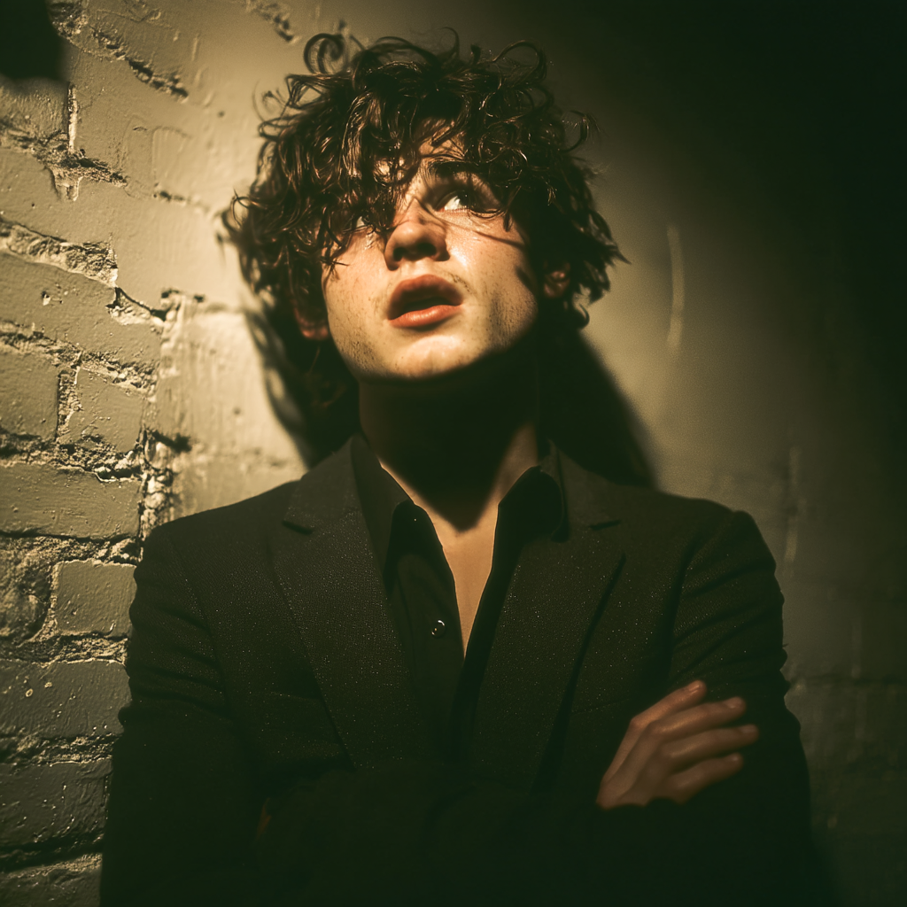 Un garçon sérieux en costume | Source : Midjourney