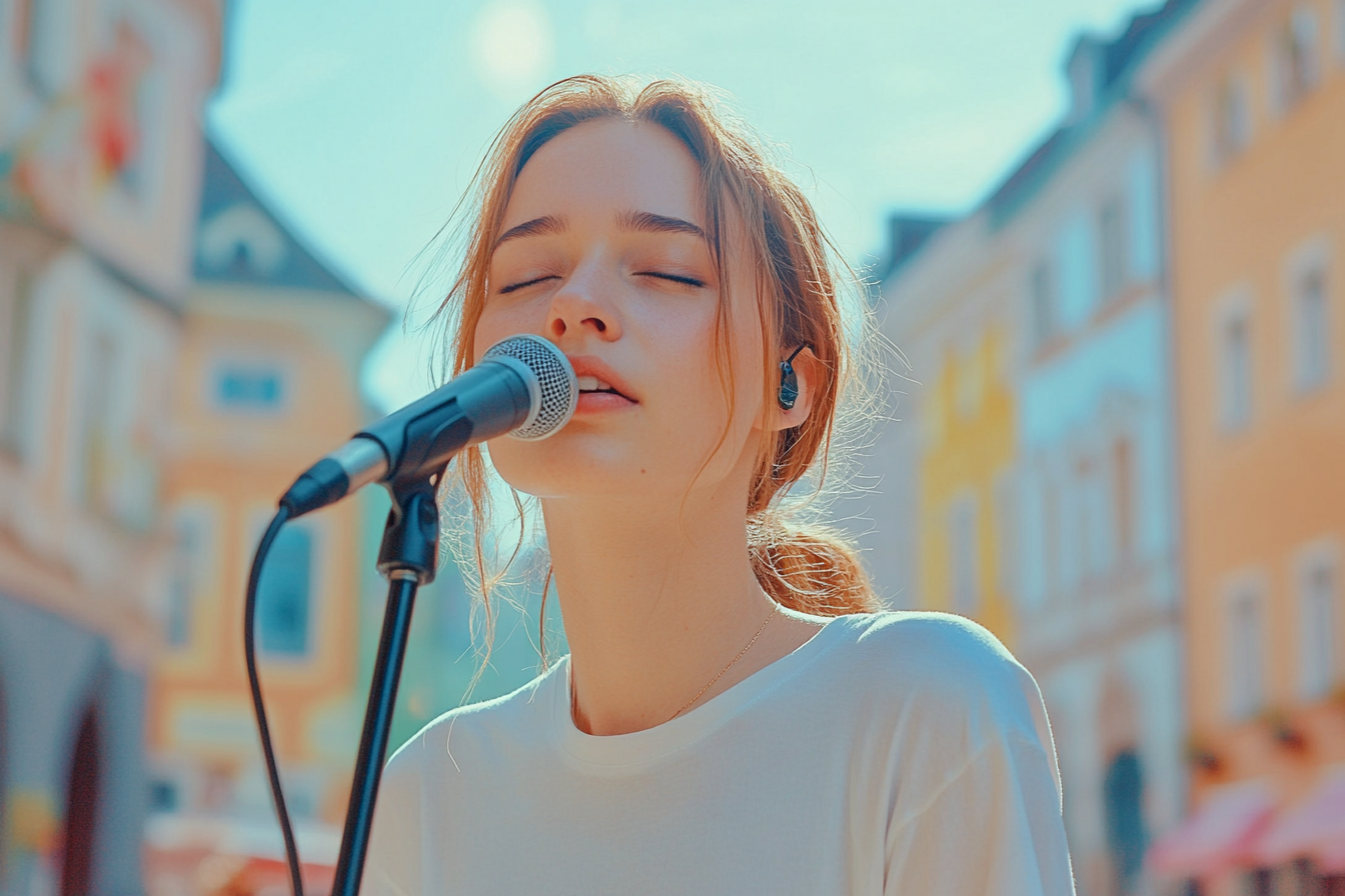 Une femme qui chante une chanson | Source : Midjourney