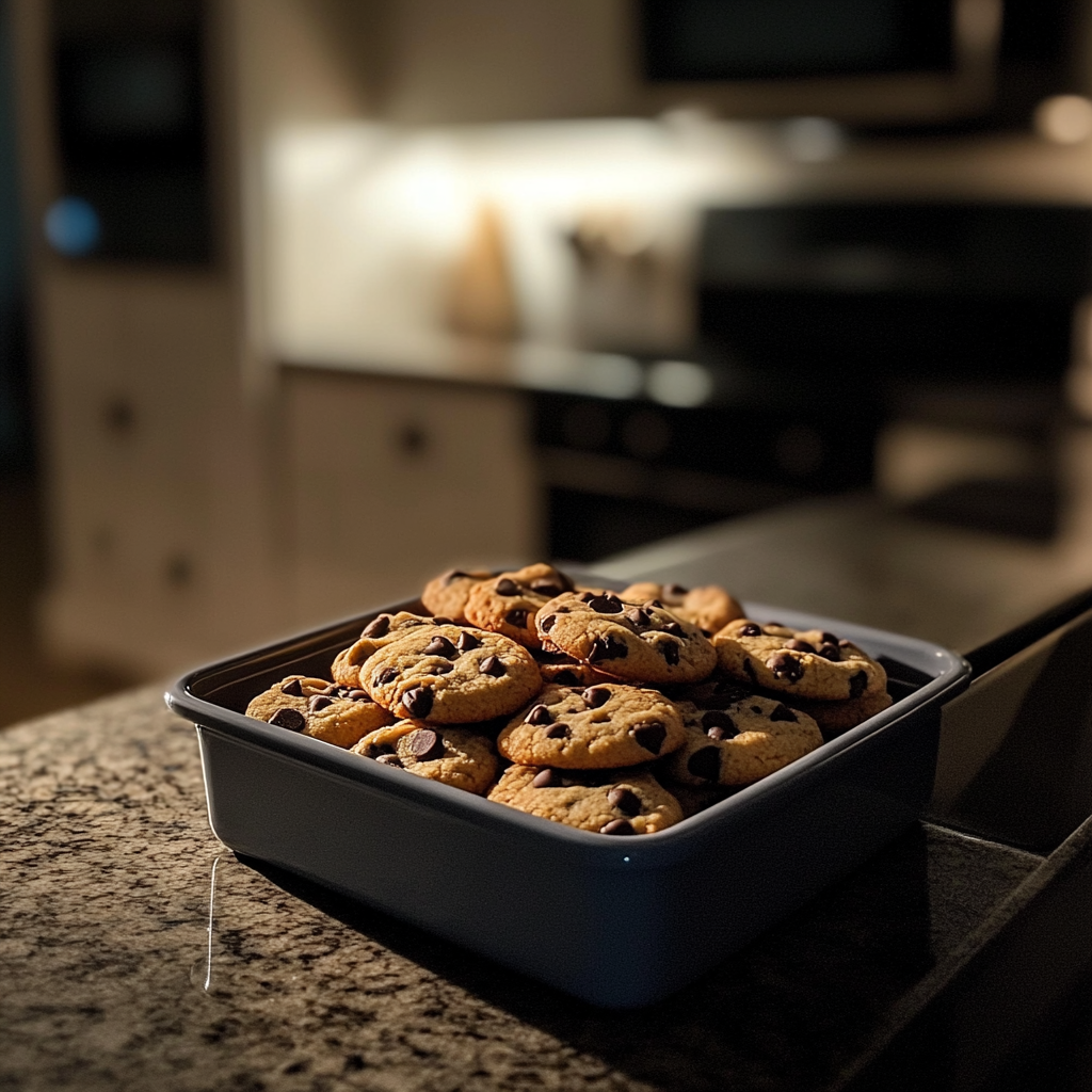 Une boîte de biscuits aux pépites de chocolat | Source : Midjourney