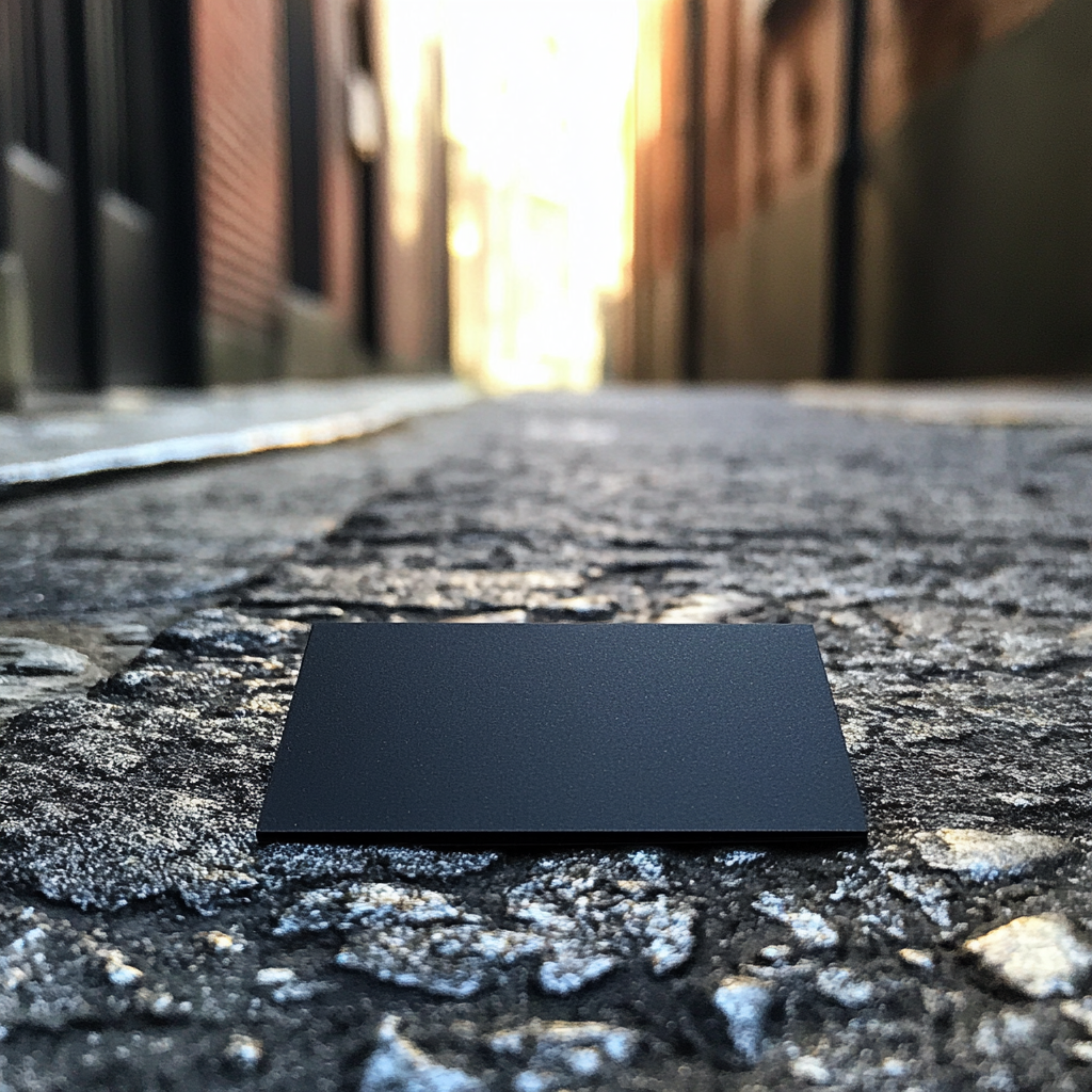 Une carte de visite noire sur le sol | Source : Midjourney