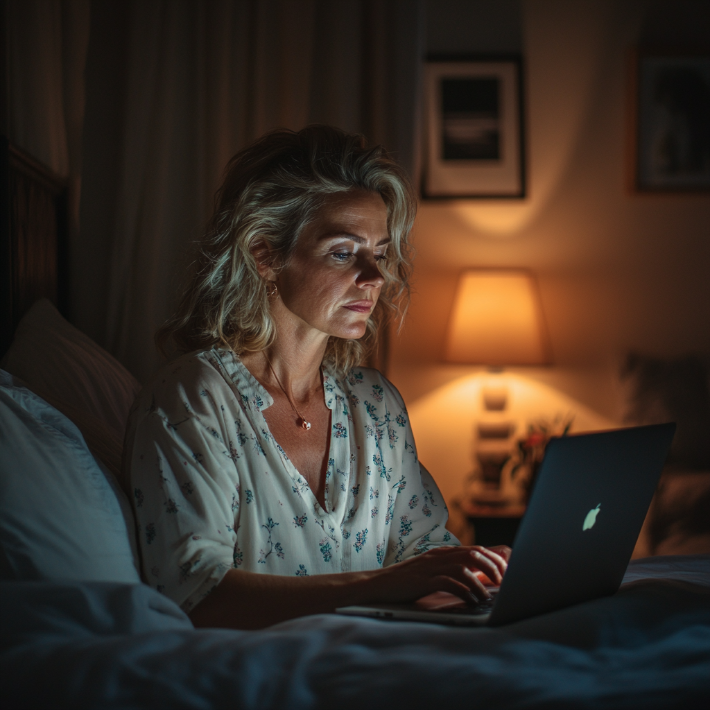 A woman working on her laptop | Source: Midjourney