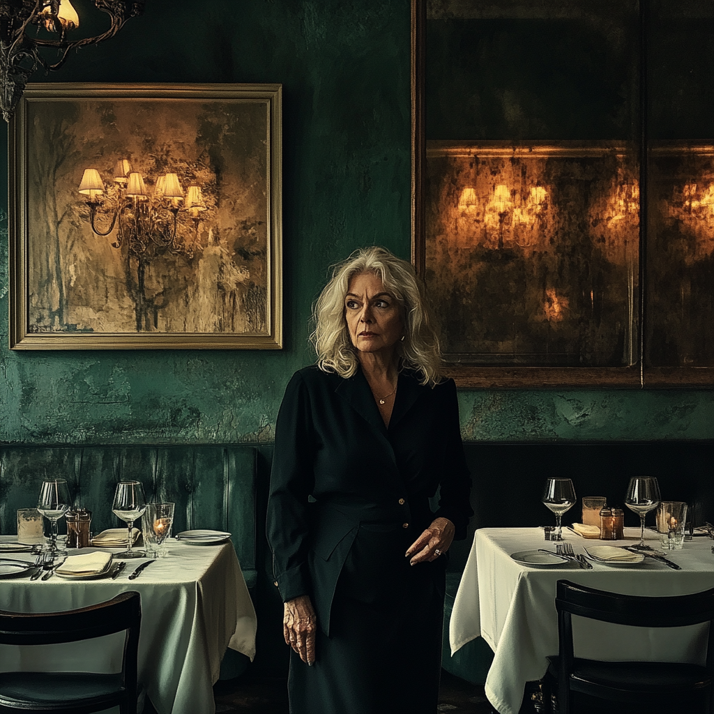 Une femme debout dans un restaurant | Source : Midjourney