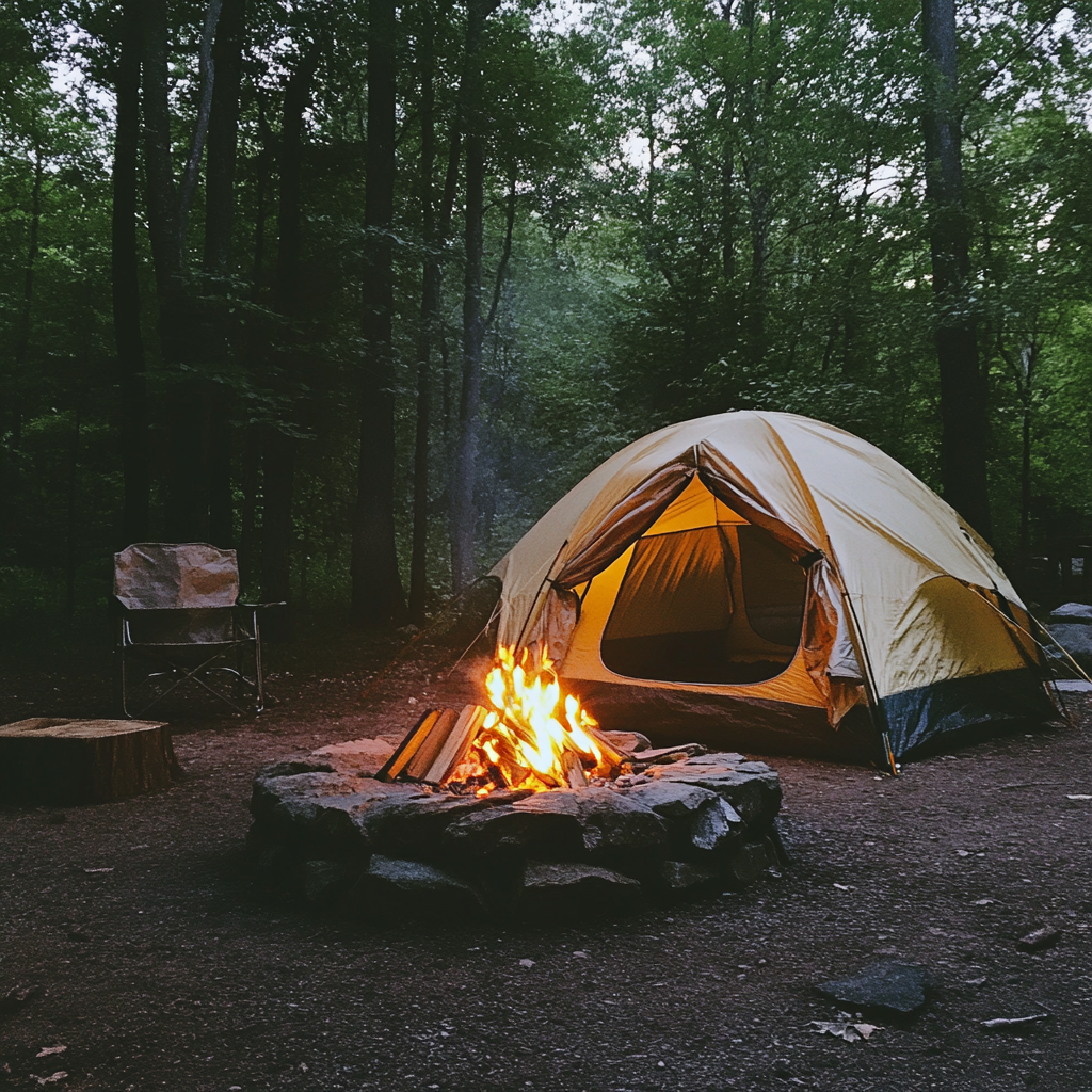 Une tente sur un terrain de camping | Source : Midjourney